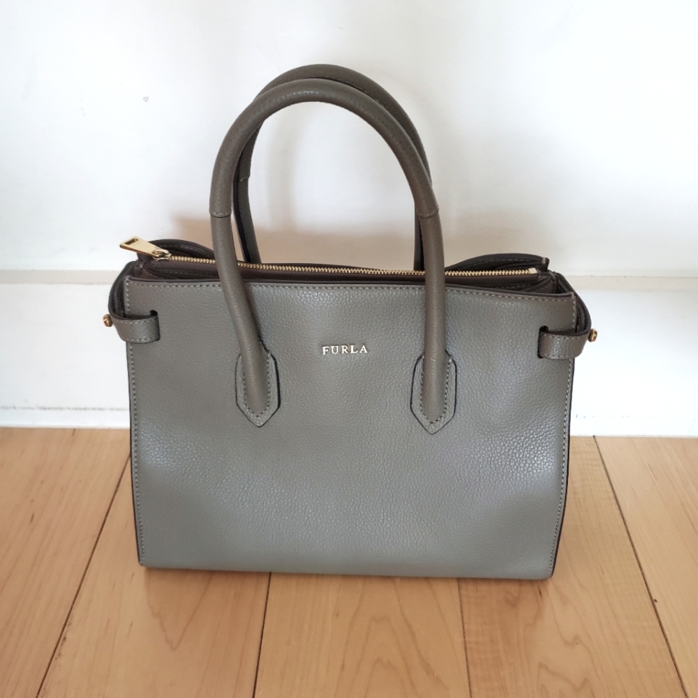 Furla Grey Medium Leather Satchel